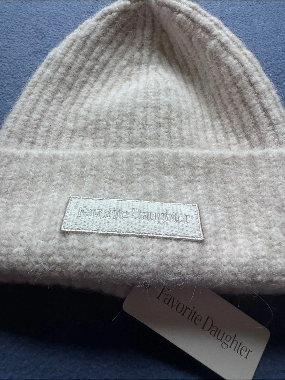 Favorite Daughter Cream Ribbed Knit Beanie